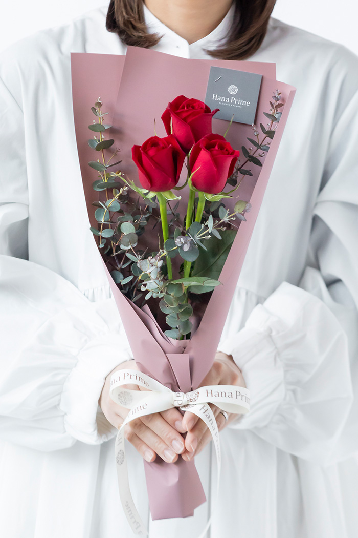 バレンタイン限定 ローズブーケ3本〜 Red size80 #1981