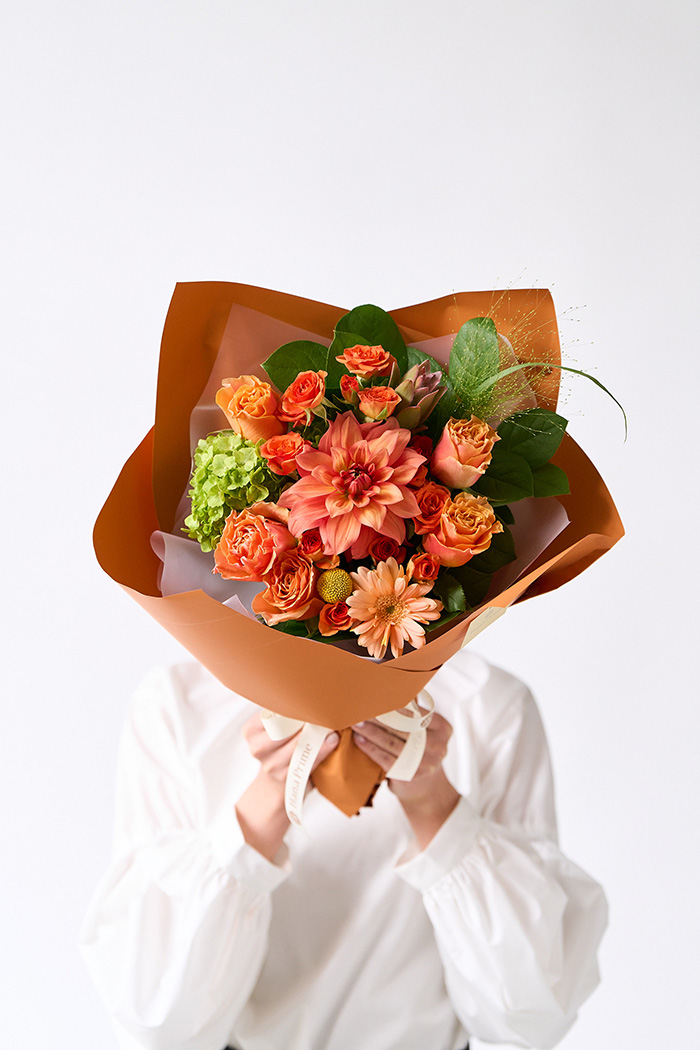 花束 スタンダードブーケ オレンジ #2008 size:100｜HanaPrime（ハナ