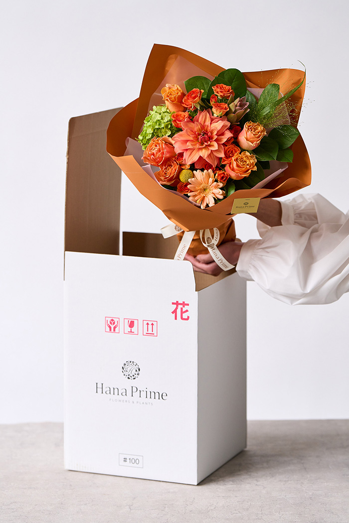 花束 スタンダードブーケ オレンジ #2008 size:100｜HanaPrime（ハナ