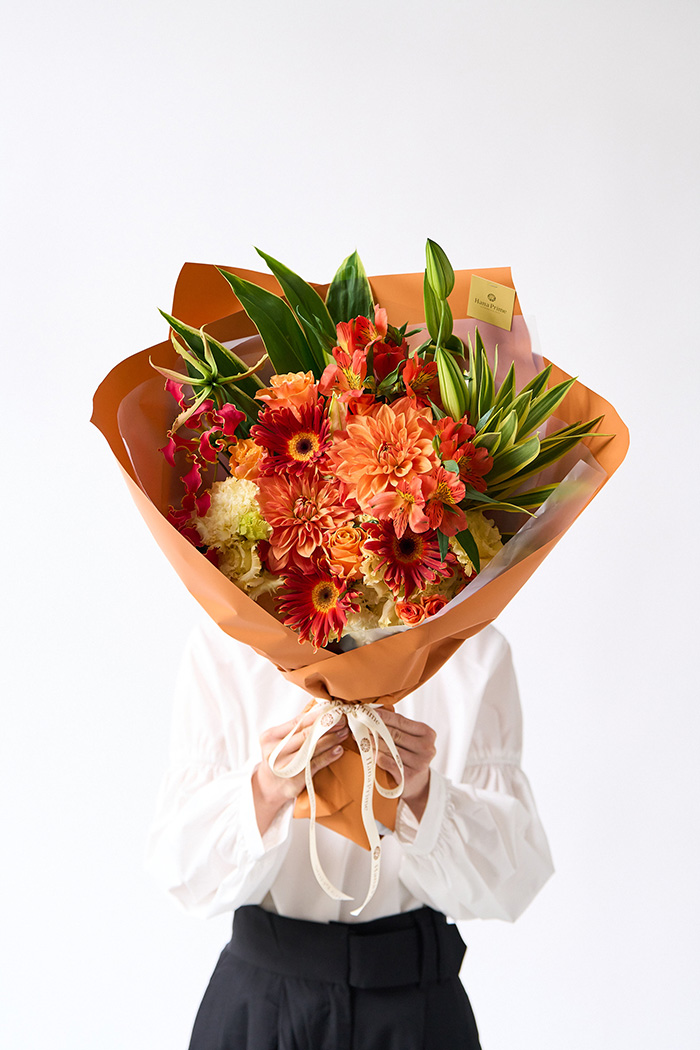 花束 スタンダードブーケ オレンジ #2009 size:120の写真2枚目
