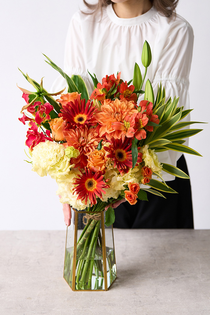 花束 スタンダードブーケ オレンジ #2009 size:120の写真4枚目