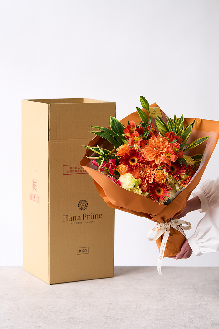 花束 スタンダードブーケ オレンジ #2009 size:120｜HanaPrime（ハナ