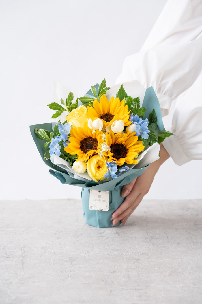 父の日 ギフト 季節のそのまま飾れる花束 #2035 size:80 YELの写真2枚目