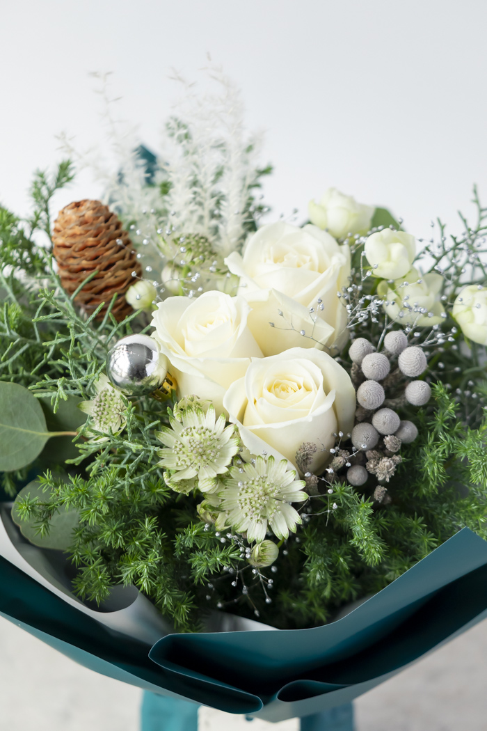 クリスマス限定　そのまま飾れるブーケ ホワイト #2176 80size