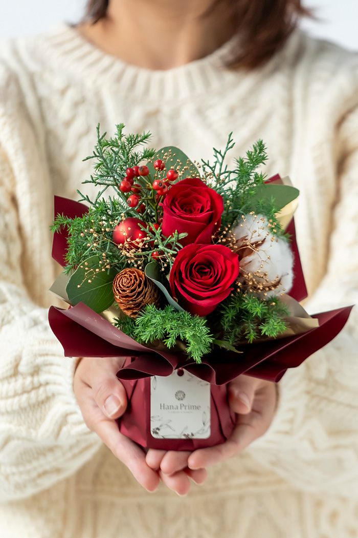 クリスマス限定　そのまま飾れるブーケ レッド  #2177 60size