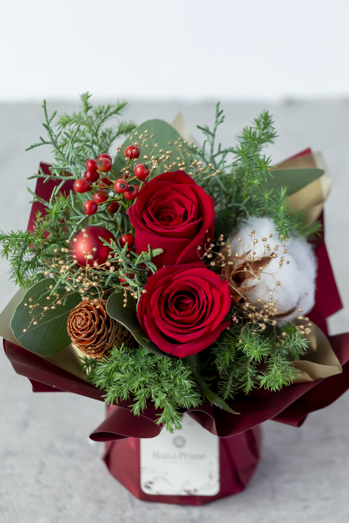 クリスマス限定　そのまま飾れるブーケ レッド  #2177 60size