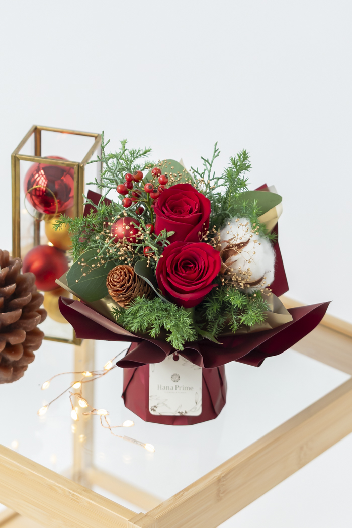 クリスマス限定　そのまま飾れるブーケ レッド ♯2177 60sizeの写真7枚目