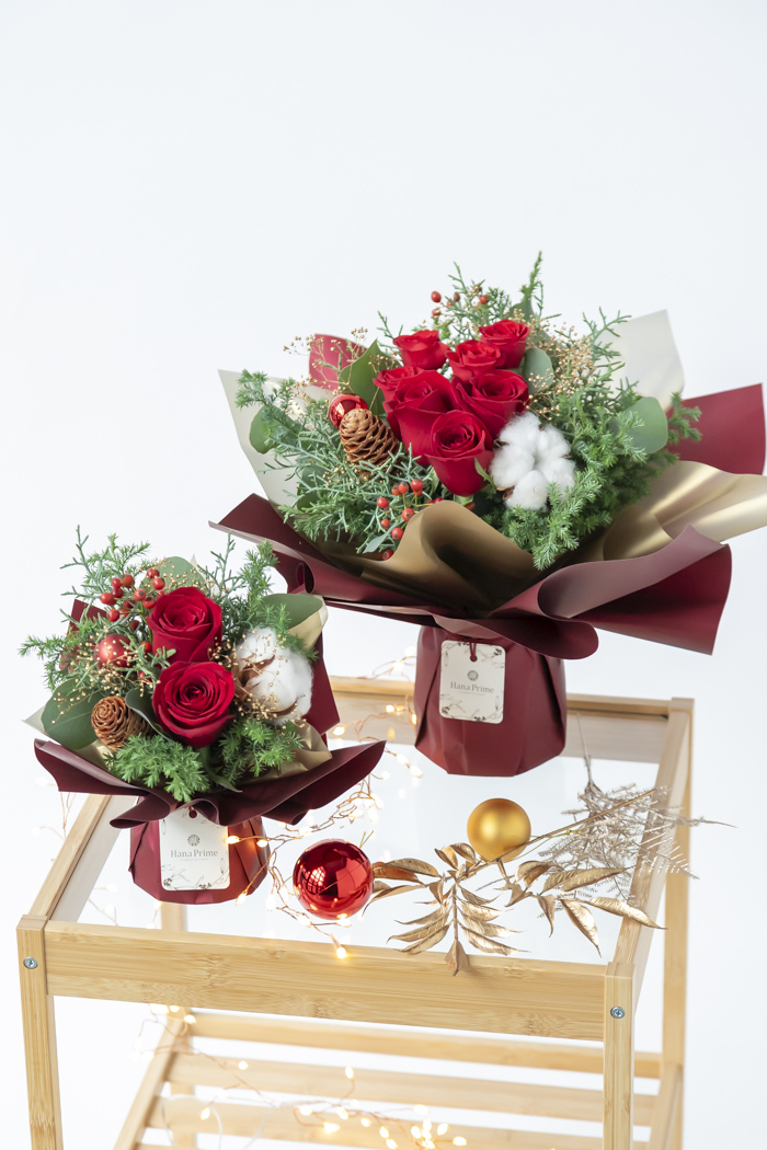 クリスマス限定　そのまま飾れるブーケ レッド  #2177 60sizeの写真8枚目