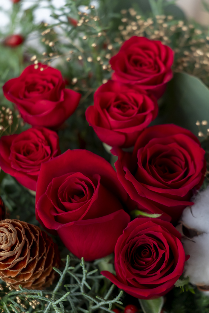 クリスマス限定　そのまま飾れるブーケ レッド  #2178 80sizeの写真4枚目