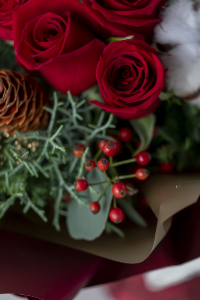 クリスマス限定　そのまま飾れるブーケ レッド ♯2178 80sizeの写真6枚目