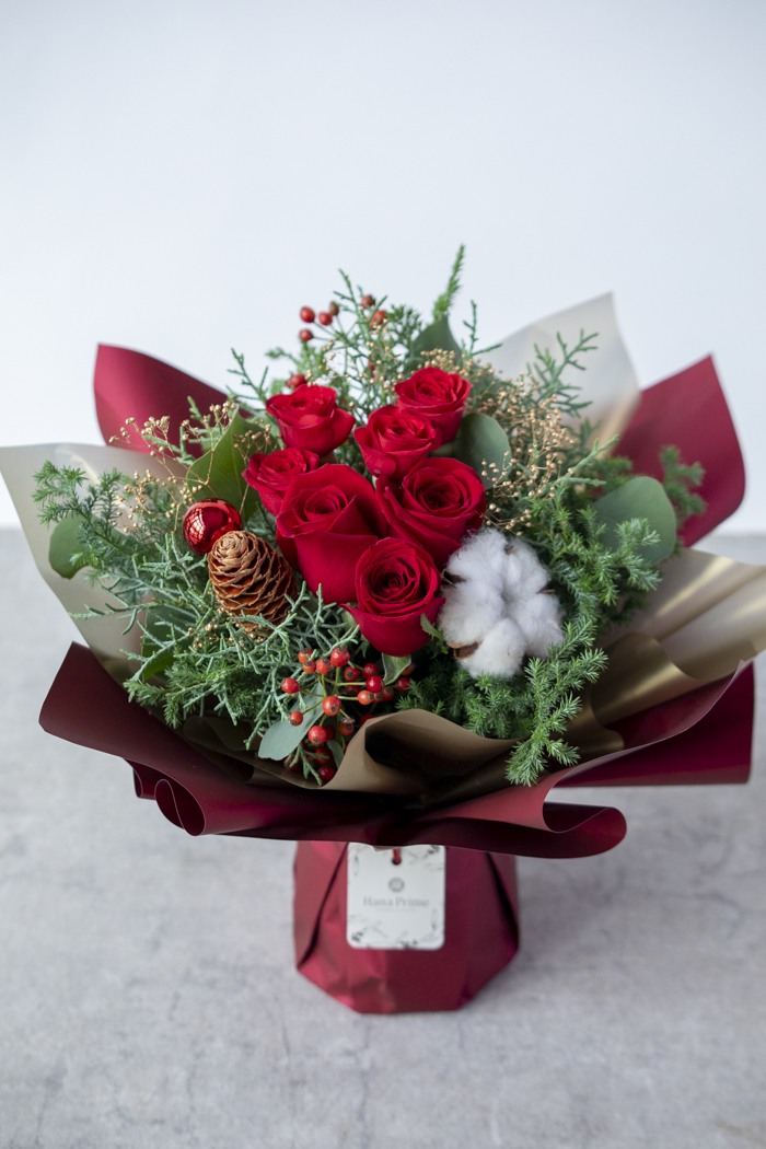 クリスマス限定　そのまま飾れるブーケ レッド ♯2178 80sizeの写真7枚目