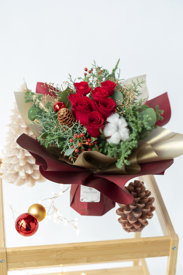 クリスマス限定　そのまま飾れるブーケ レッド  #2178 80sizeの写真8枚目