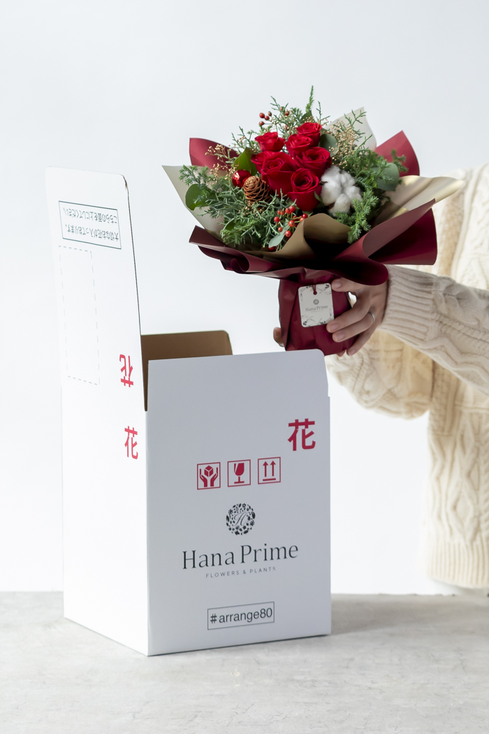 クリスマス限定　そのまま飾れるブーケ レッド  #2178 80sizeの写真10枚目