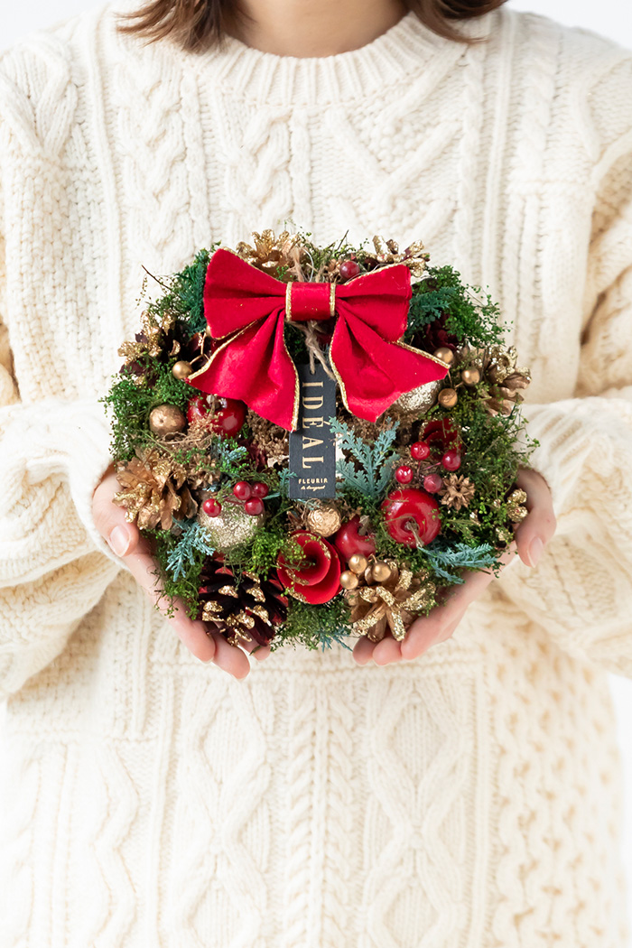 クリスマスリース フォレストレッドリボン S #2190