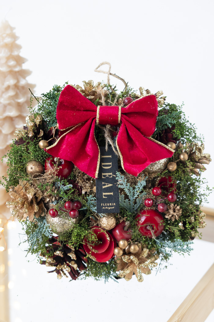 クリスマスリース フォレストレッドリボン S #2190の写真2枚目