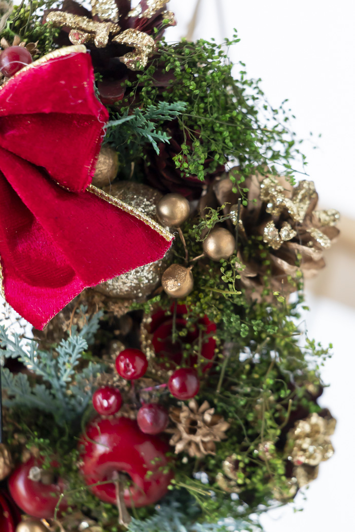 クリスマスリース フォレストレッドリボン S #2190の写真4枚目