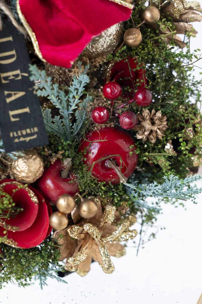 クリスマスリース フォレストレッドリボン S #2190の写真5枚目