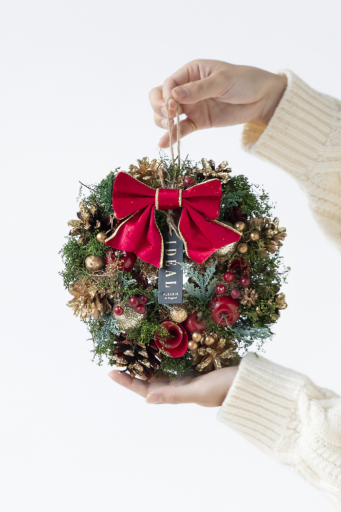 クリスマスリース フォレストレッドリボン S #2190の写真9枚目