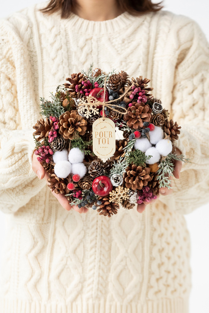 クリスマスリース アップルスノー M #2192の写真1枚目