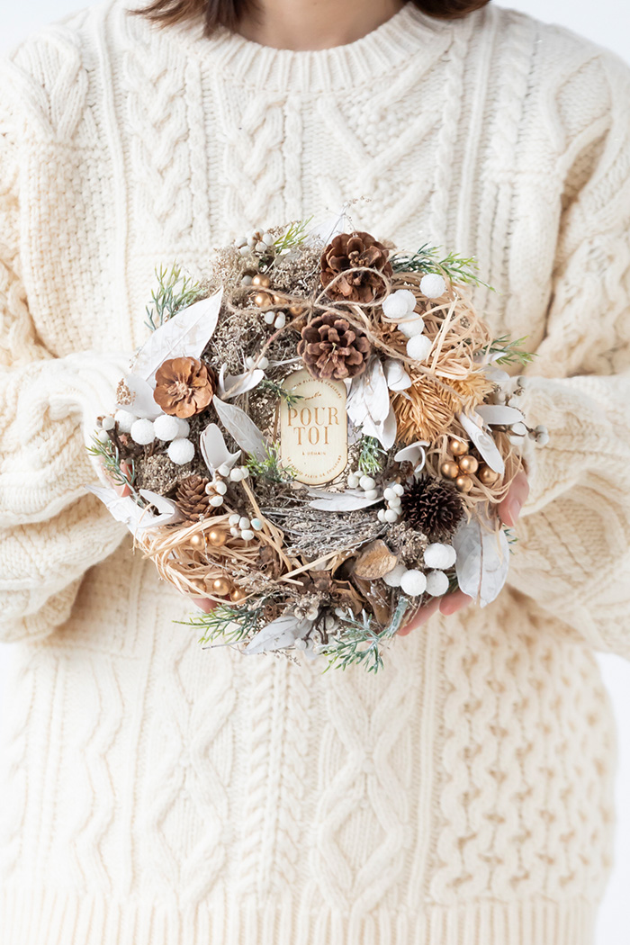 クリスマスリース ナチュラルリーフ M #2193の写真1枚目