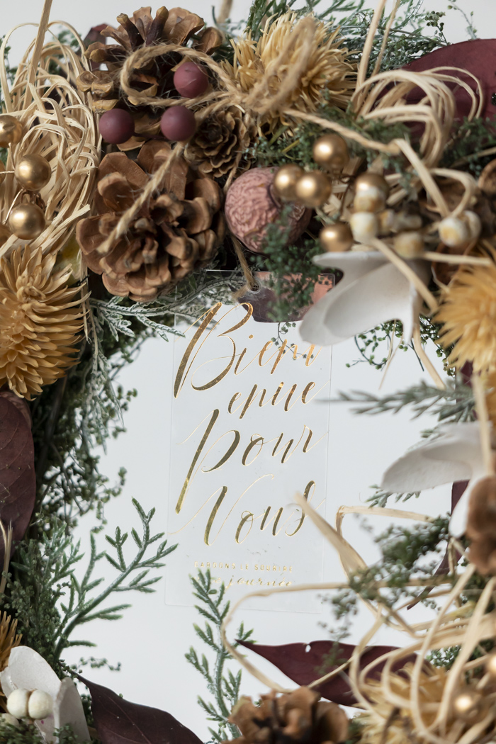 クリスマスリース ワインレッドリーフ L #2197の写真3枚目