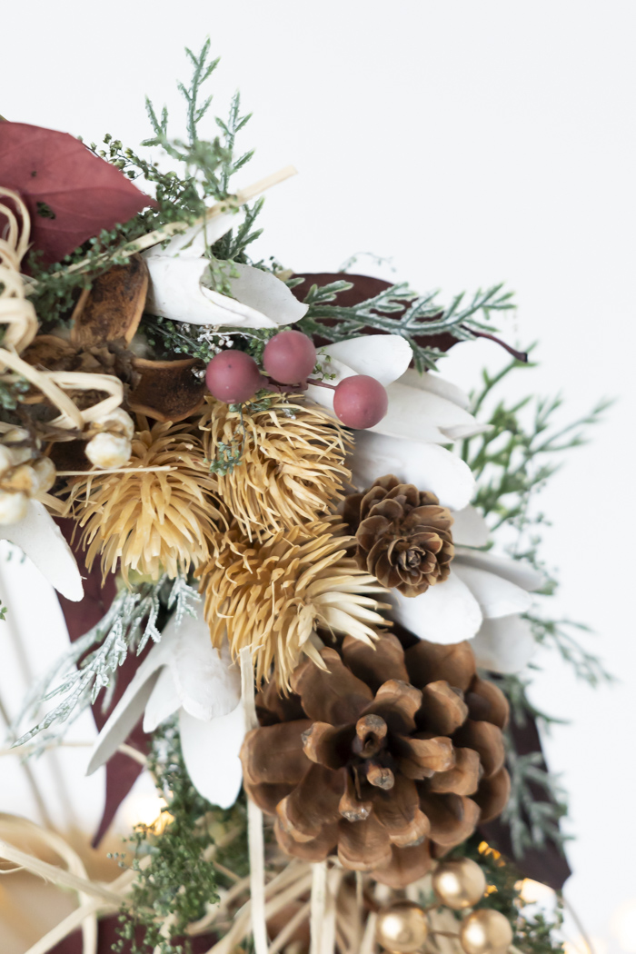 クリスマスリース ワインレッドリーフ L #2197の写真4枚目