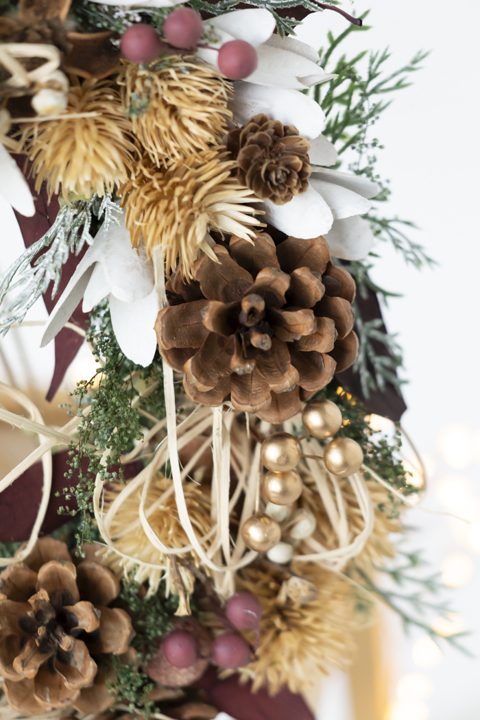 クリスマスリース ワインレッドリーフ L #2197の写真5枚目