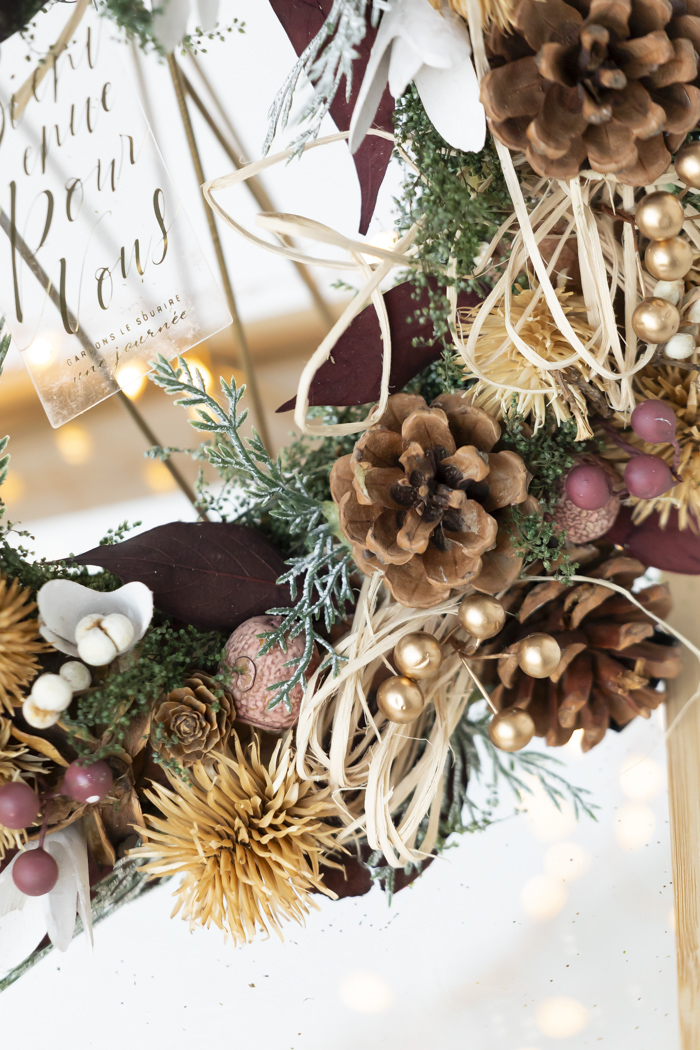 クリスマスリース ワインレッドリーフ L #2197の写真6枚目