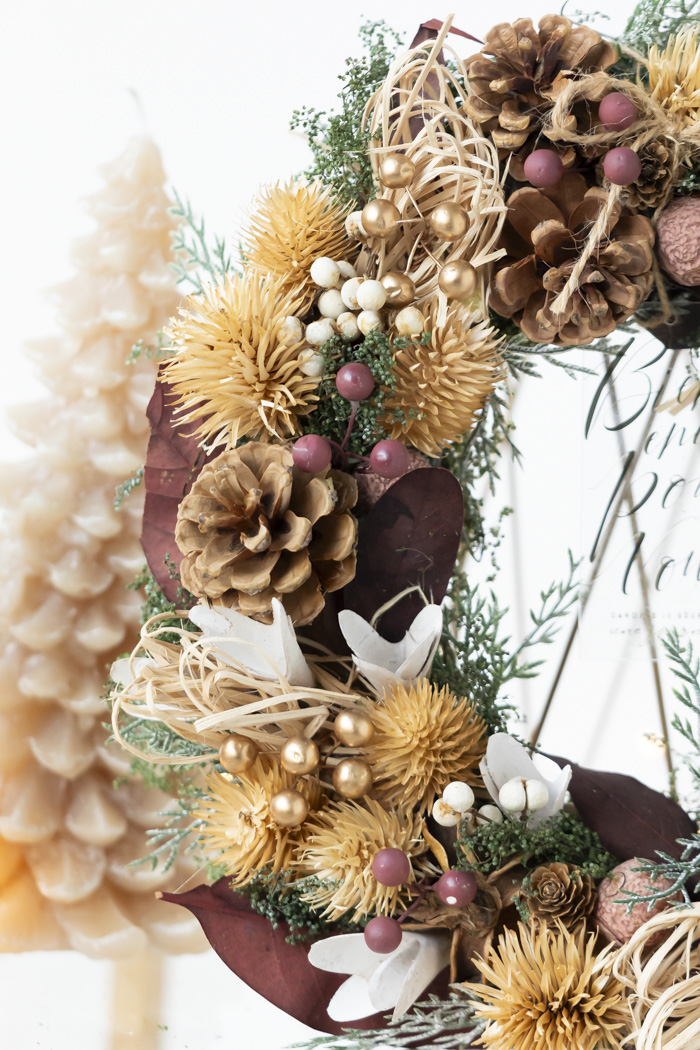 クリスマスリース ワインレッドリーフ L #2197の写真7枚目