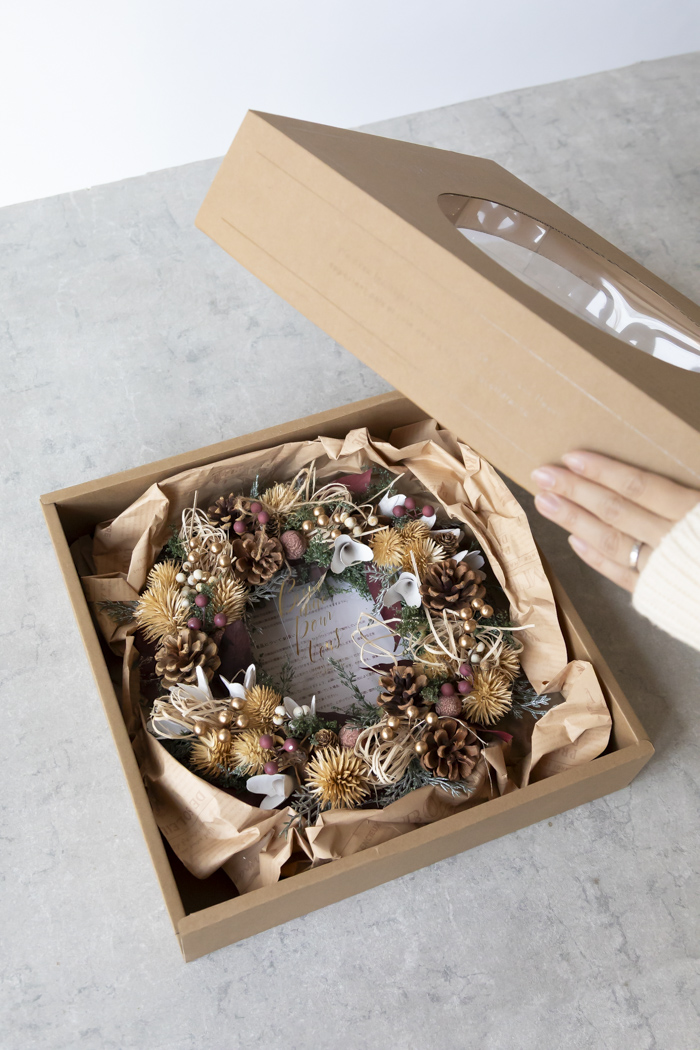 クリスマスリース ワインレッドリーフ L #2197の写真8枚目