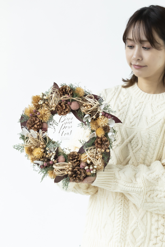 クリスマスリース ワインレッドリーフ L #2197の写真9枚目