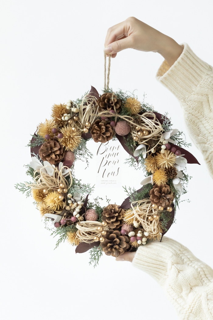 クリスマスリース ワインレッドリーフ L #2197の写真10枚目