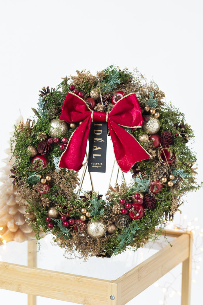 クリスマスリース フォレストレッドリボン L #2199の写真2枚目