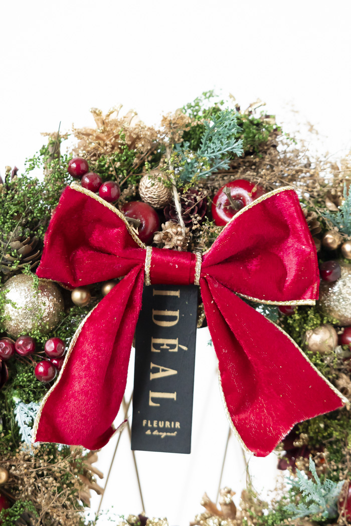 クリスマスリース フォレストレッドリボン L #2199の写真3枚目