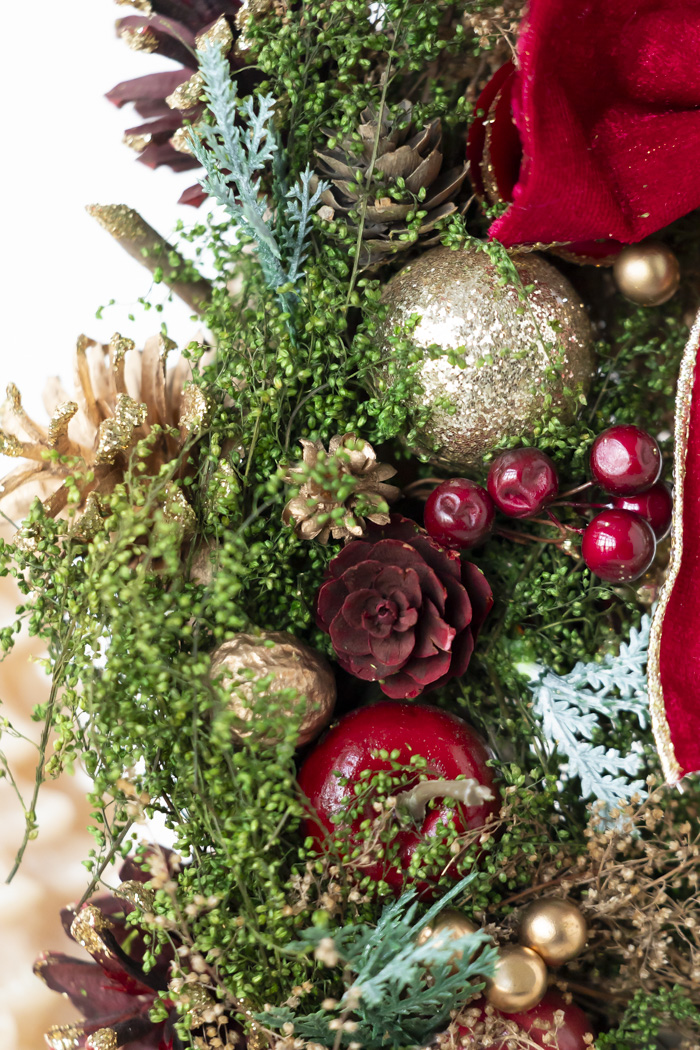 クリスマスリース フォレストレッドリボン L #2199の写真4枚目