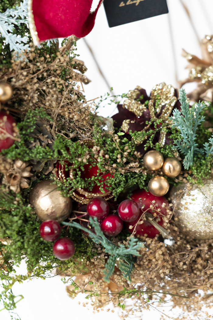 クリスマスリース フォレストレッドリボン L #2199の写真5枚目