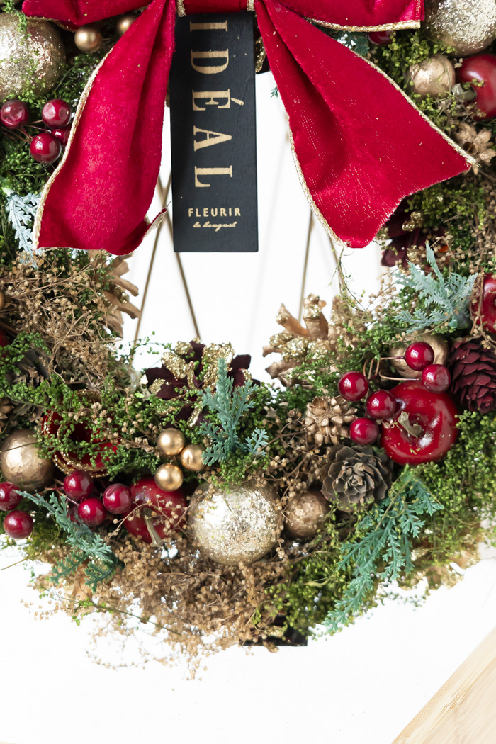 クリスマスリース フォレストレッドリボン L #2199の写真10枚目