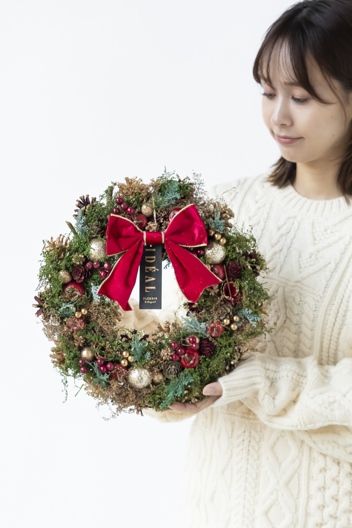 クリスマスリース フォレストレッドリボン L #2199の写真13枚目