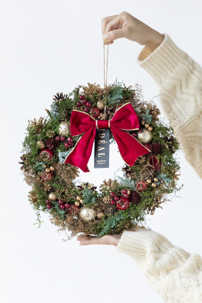 クリスマスリース フォレストレッドリボン L #2199の写真14枚目