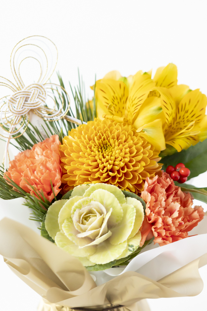 お正月限定 そのまま飾れるブーケ YEL×ORN #2212 size:60