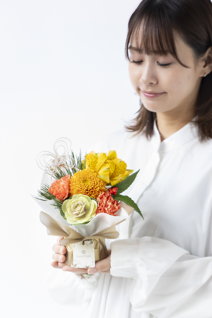 お正月限定 そのまま飾れるブーケ YEL×ORN #2212 size:60の写真7枚目