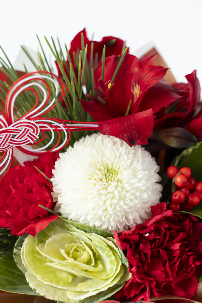 お正月限定 そのまま飾れるブーケ RED #2213 size:60の写真4枚目