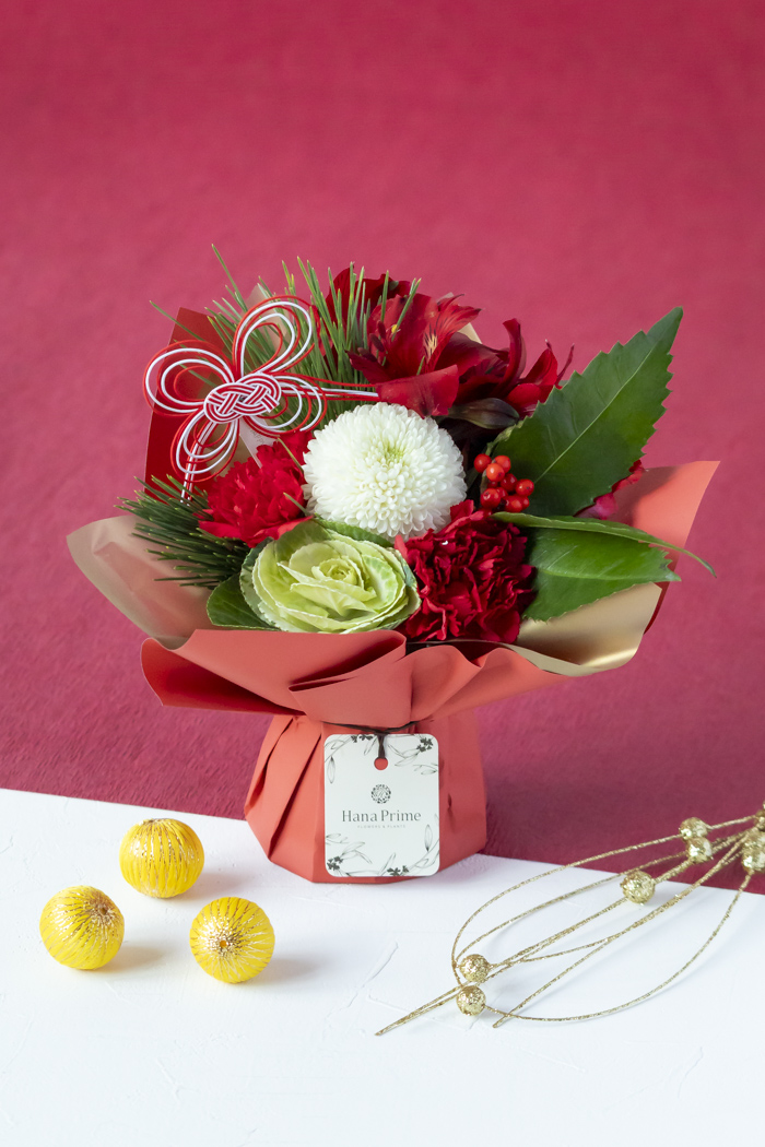 お正月限定 そのまま飾れるブーケ RED #2213 size:60の写真9枚目