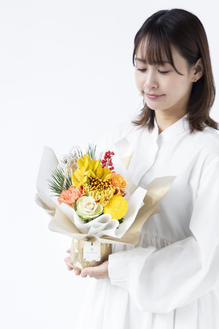 お正月限定 そのまま飾れるブーケ YEL×ORN #2212 size:80の写真7枚目