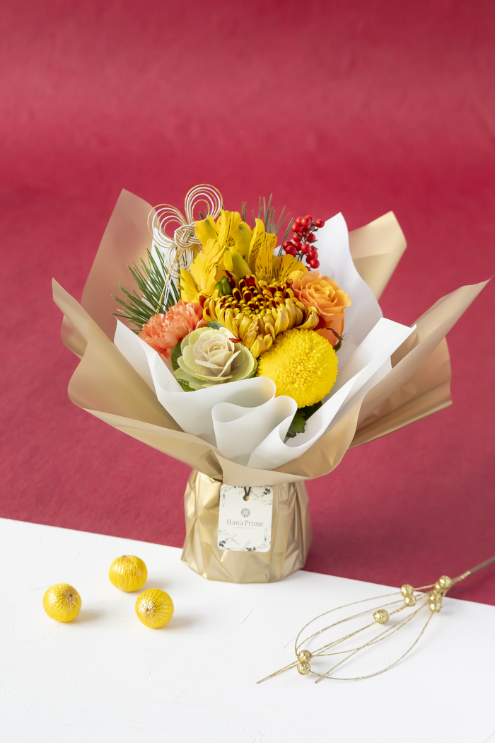 お正月限定 そのまま飾れるブーケ YEL×ORN #2212 size:80の写真8枚目