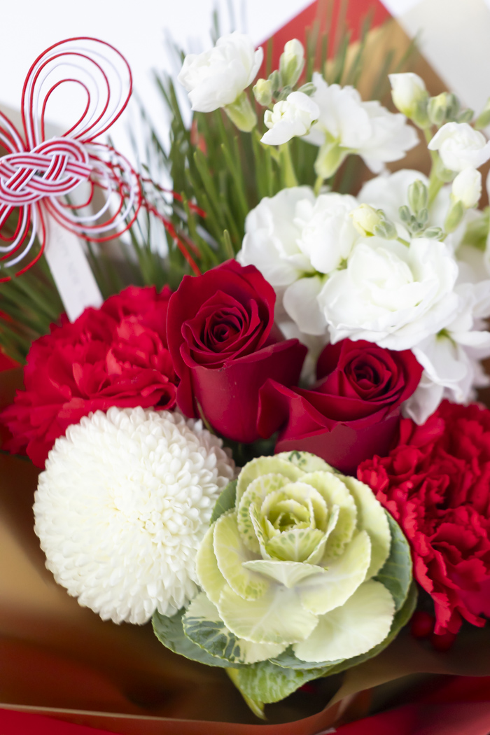 お正月限定 そのまま飾れるブーケ RED #2213 size:80の写真5枚目