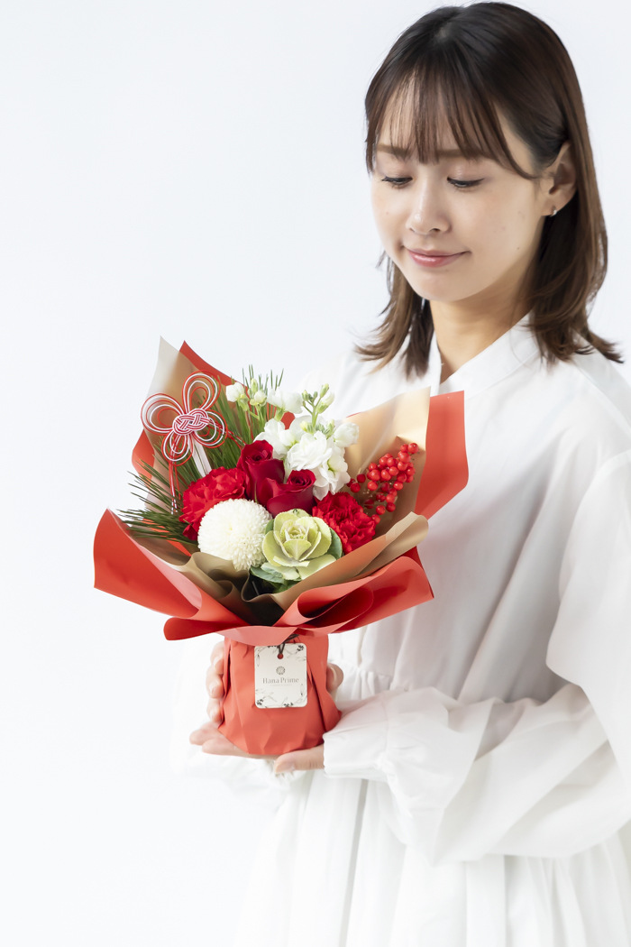 お正月限定 そのまま飾れるブーケ RED #2213 size:80の写真8枚目
