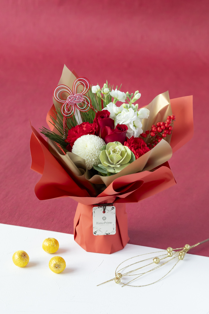 お正月限定 そのまま飾れるブーケ RED #2213 size:80の写真9枚目