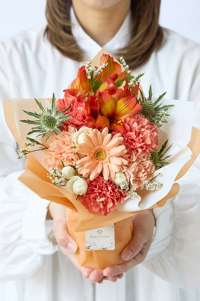 母の日 Special そのまま飾れる花束 #2278 size:M くすみORANGE