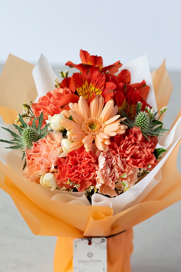 母の日 Special そのまま飾れる花束  #2278 size:M くすみORANGEの写真2枚目